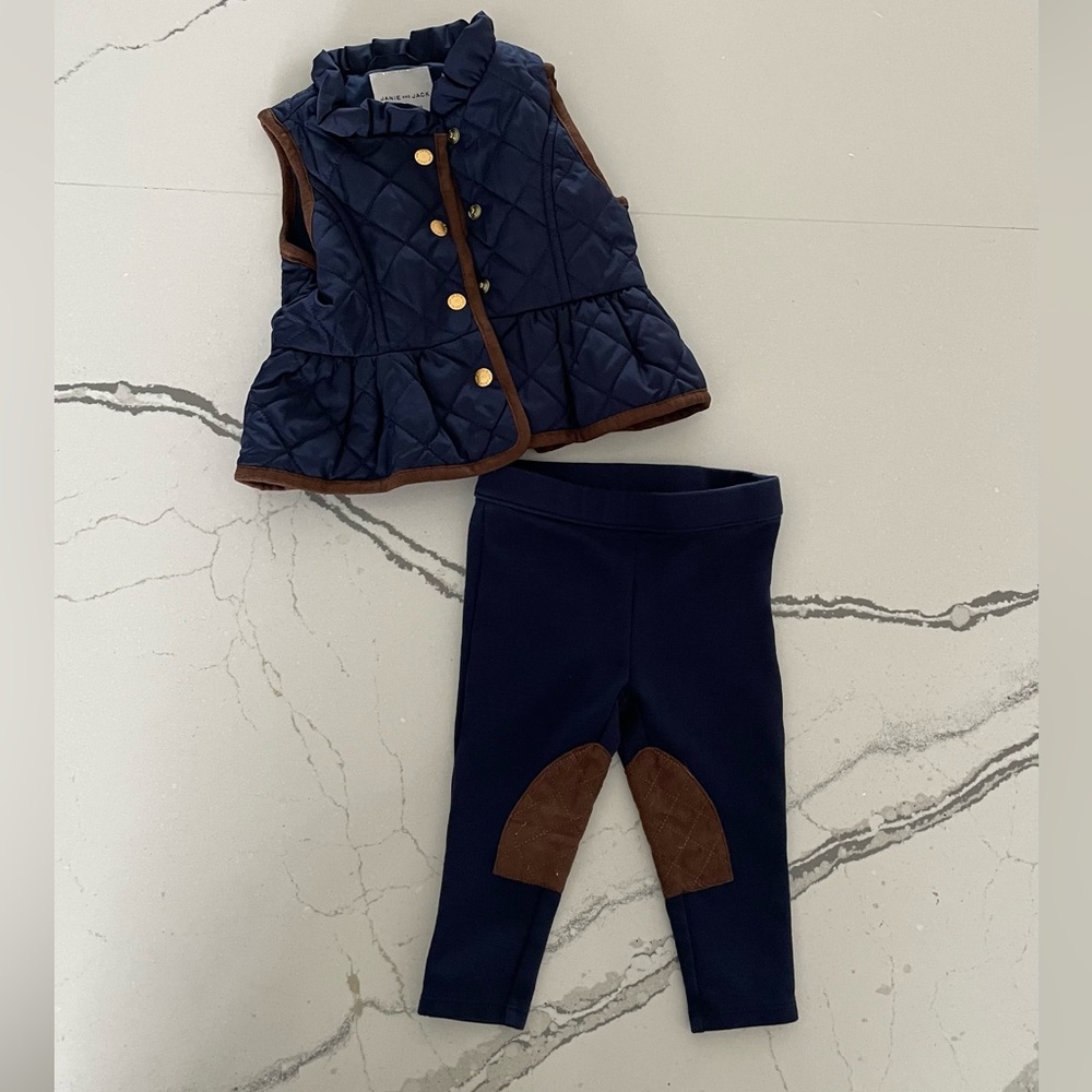 Janie and Jack Quilted Peplum Vest and Riding Pant